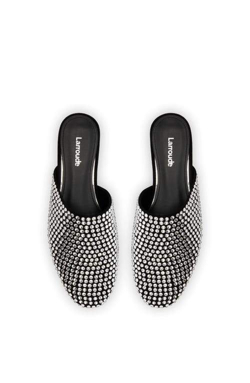 Larroude Larroudé Venice Flat Mule In Black/crystal