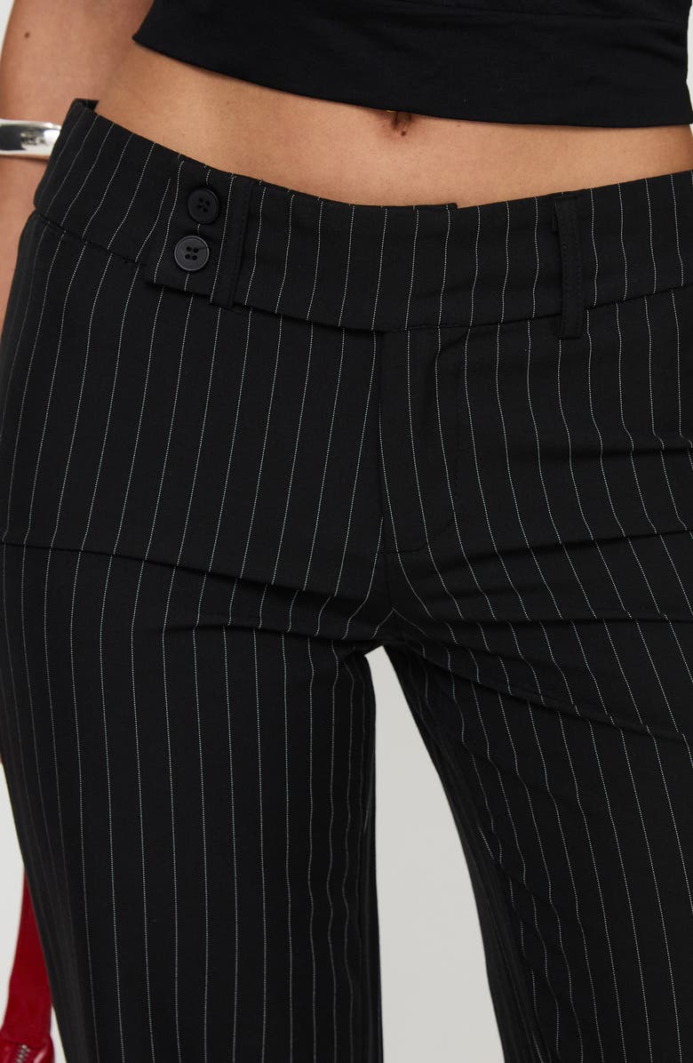 Princess Polly Socialista Pinstripe Wide Leg Pants, Alternate, color, Black