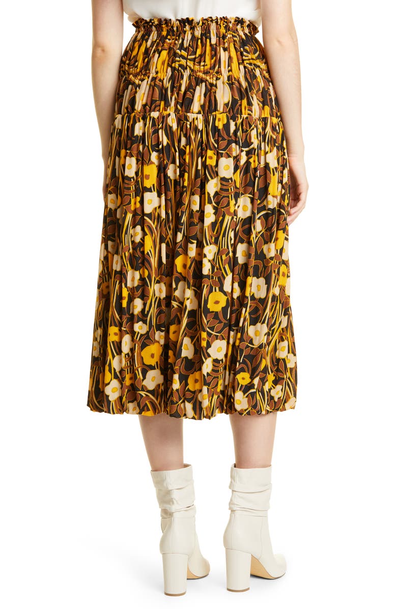 Rebecca Taylor Floral Tiered Skirt, Alternate, color, Daphne Fleur Black C