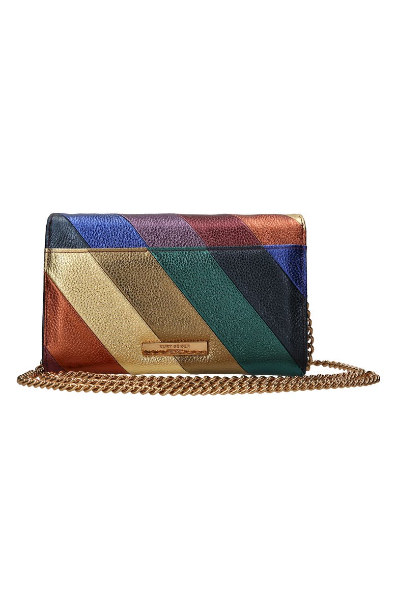 Kurt Geiger London Stripe Leather Wallet on a Chain, Alternate, color, 
