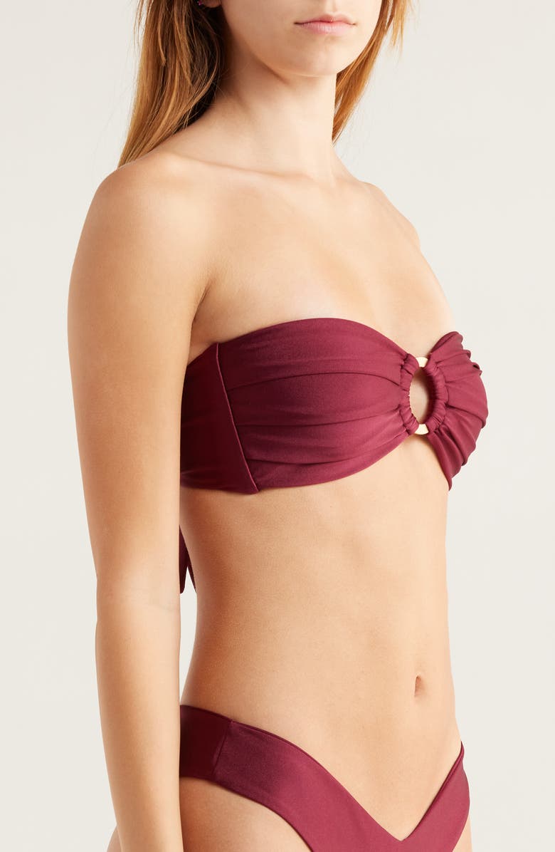 Kulani Kinis Strapless O-Ring Bikini Top, Alternate, color, Sangria