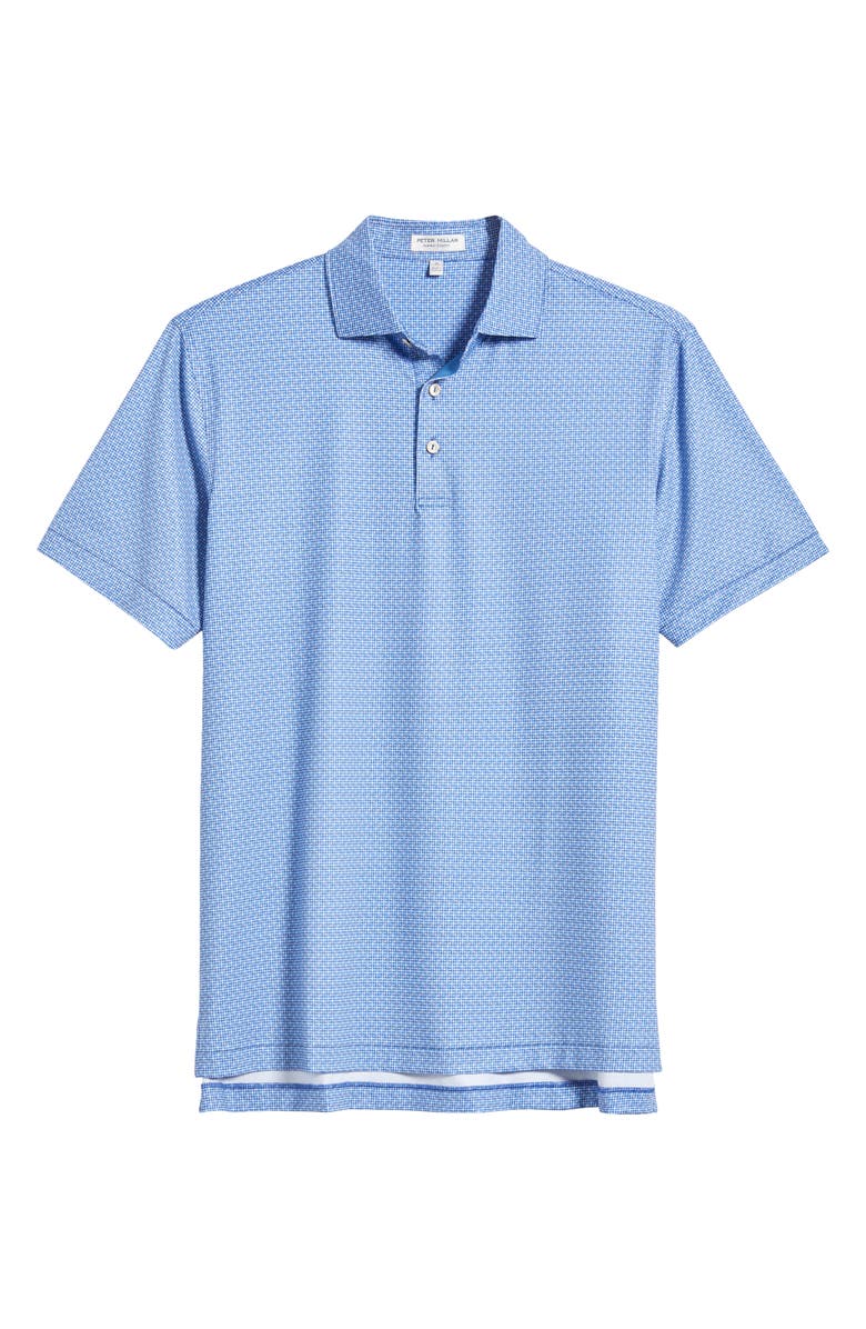 Peter Millar Vega Geometric Print Performance Jersey Polo, Alternate, color, Sailor Blue