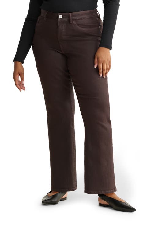 ASE High Waist Straight Leg Jeans (Coated Americano) (Plus)