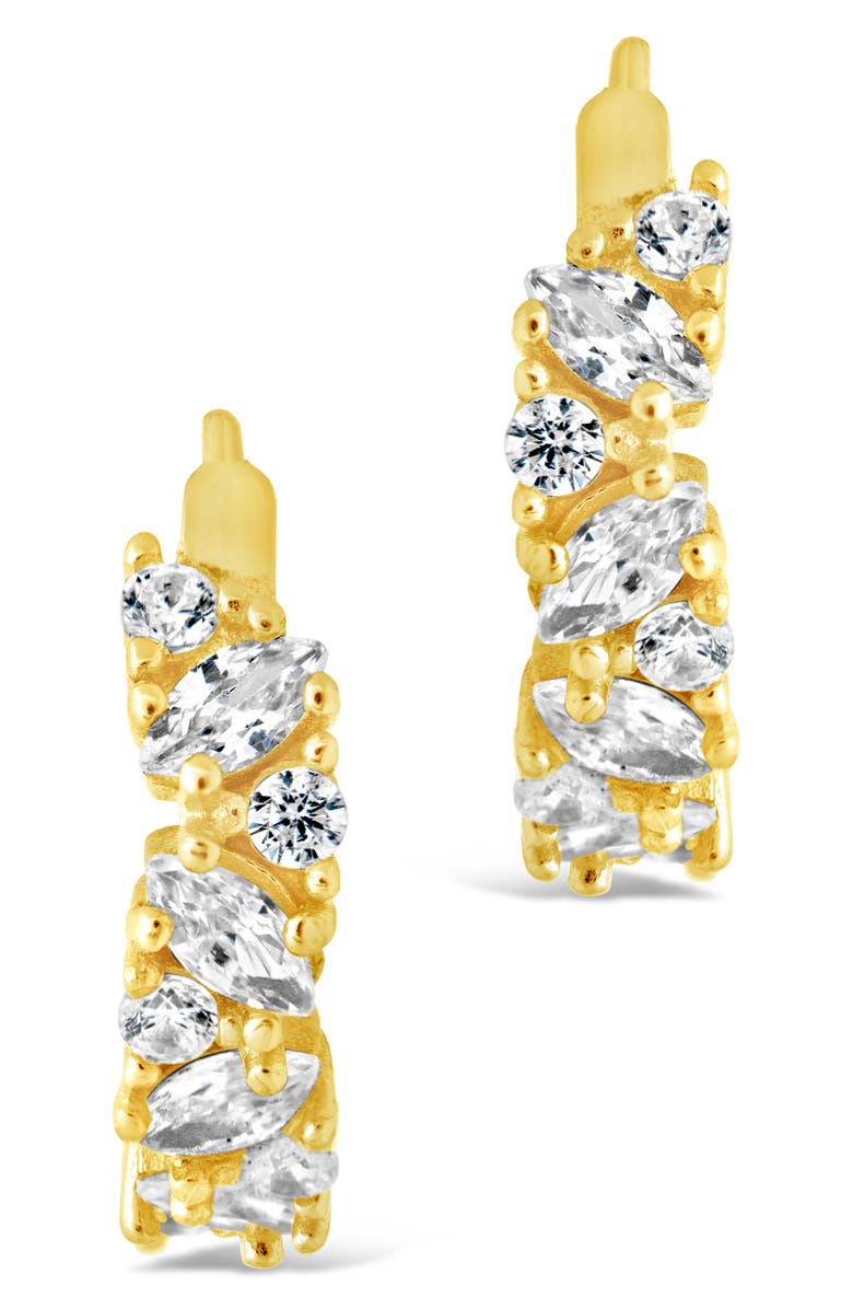 Sterling Forever Georgia Cubic Zirconia Huggie Hoop Earrings, Alternate, color, Gold