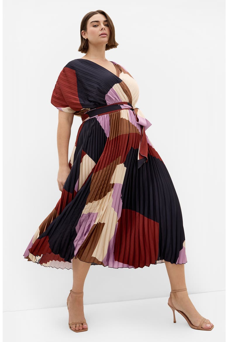Hailey Abstract Print Midi Dress, Alternate, color, GEO MUSE