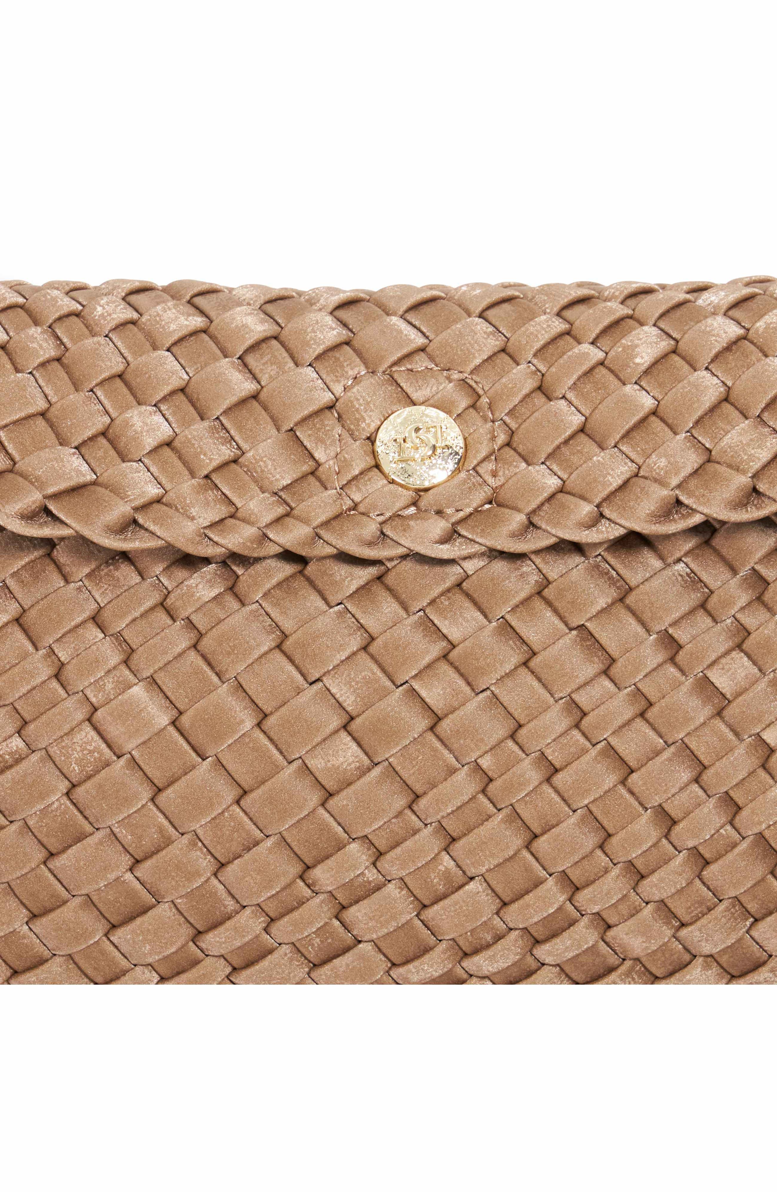 Encourage Us Woven Faux Leather Clutch, Alternate, color, BRONZE