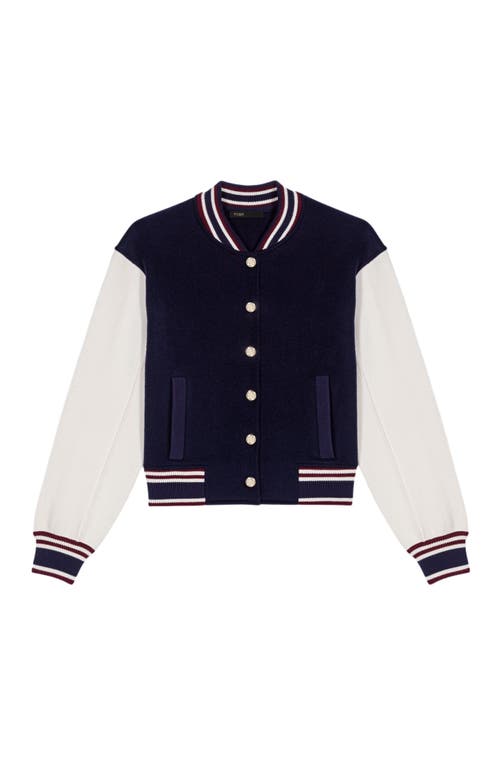 Maje Mixed Fabric Bomber In Black