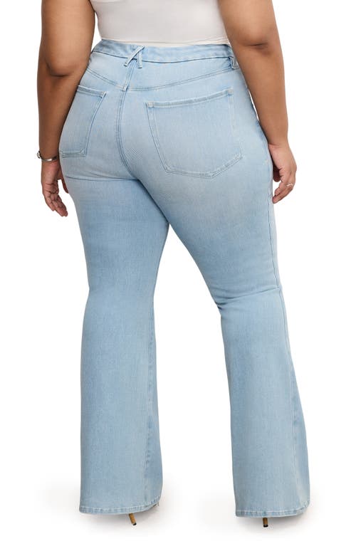 Shop Good American Soft-tech Good Legs Flare Jeans In Indigo841