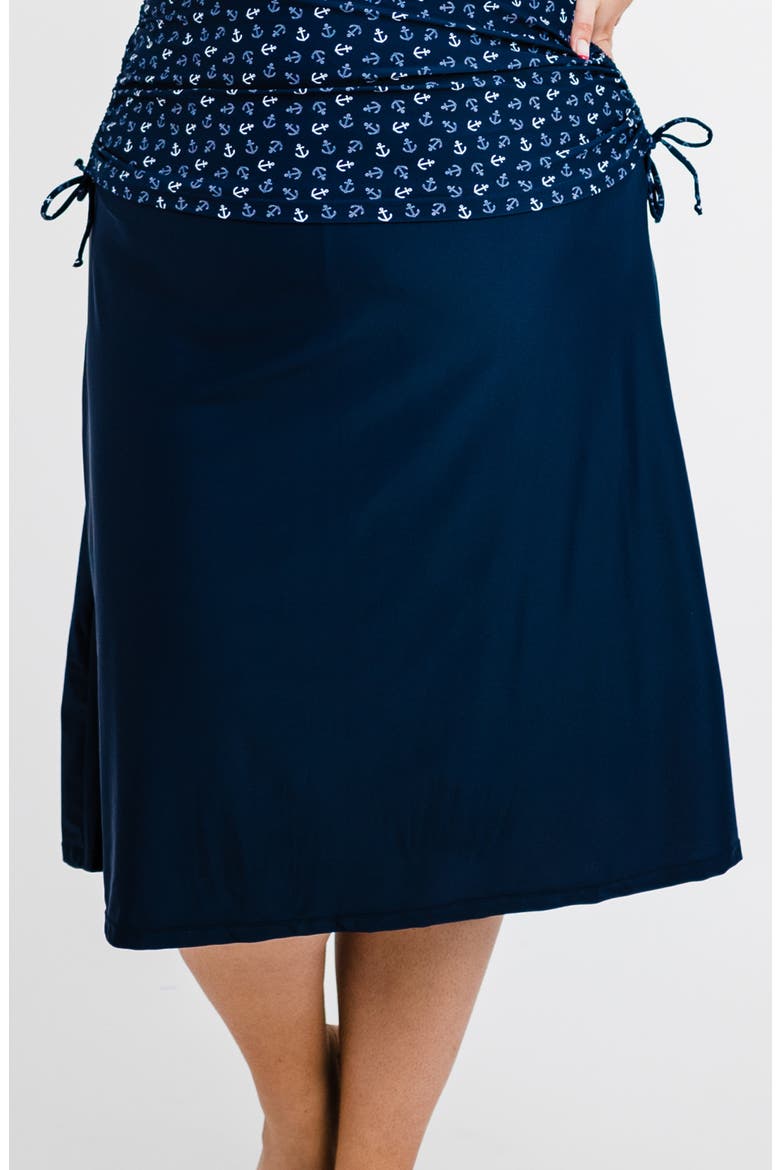 Plus Size Long Swim Skort With Capri Leggings, Main, color, Navy