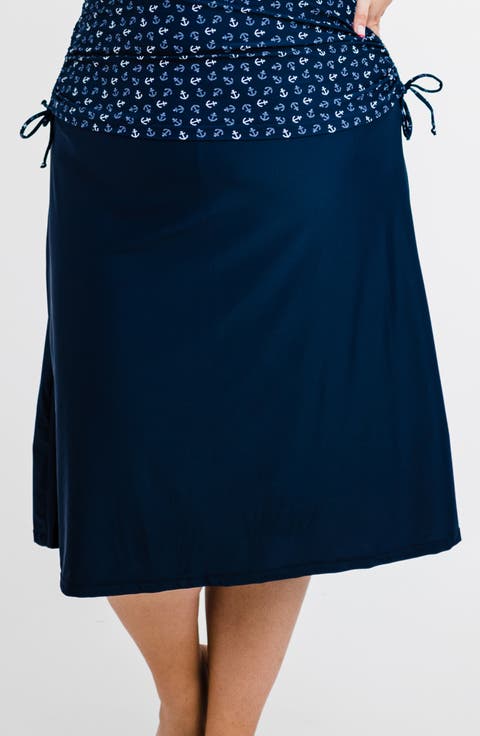 Plus Size Long Swim Skort With Capri Leggings