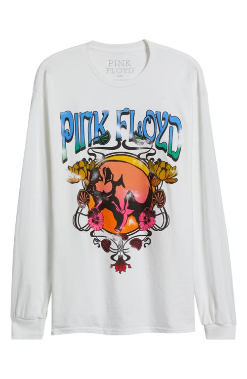 Merch Traffic Pink Floyd Long Sleeve Cotton Graphic T-shirt In White
