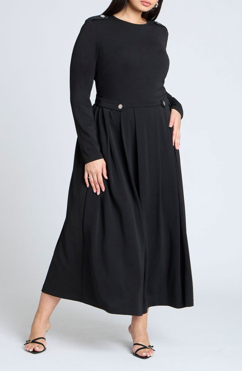 ELOQUII Epaulet Pleated Maxi Dress, Main, color,