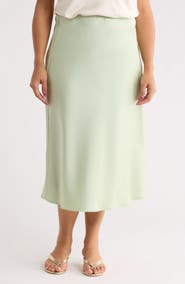 Renee C Satin Midi Skirt