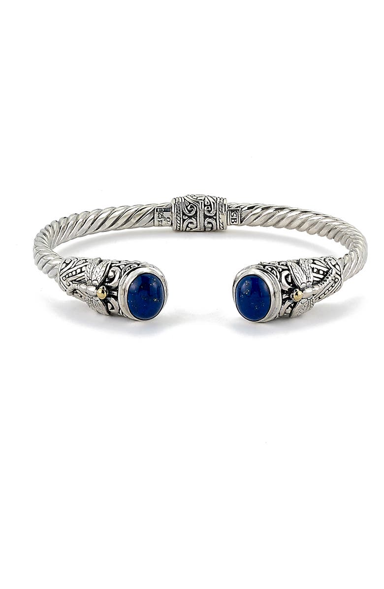 SAMUEL B. Sterling Silver & 18K Gold Lapis Lazuli Dragonfly Hinged Bracelet, Main, color,