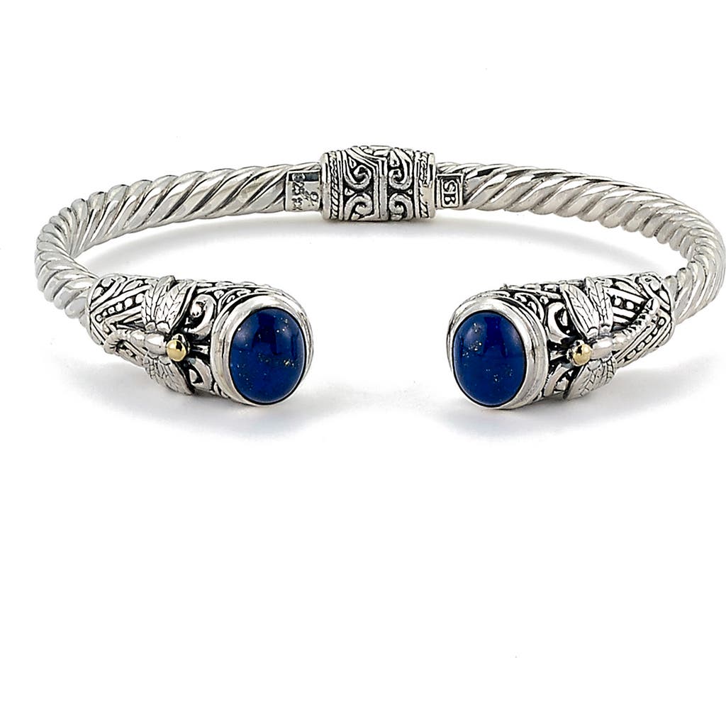 Samuel B. Sterling Silver & 18k Gold Lapis Lazuli Dragonfly Hinged Bracelet In Blue