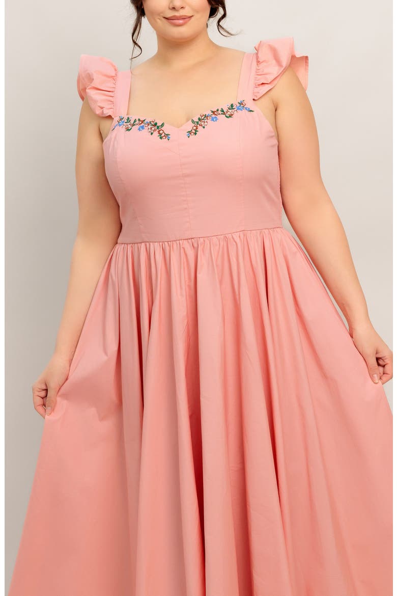 Embroidered Maxi Sundress, Alternate, color, DUSTY PINK