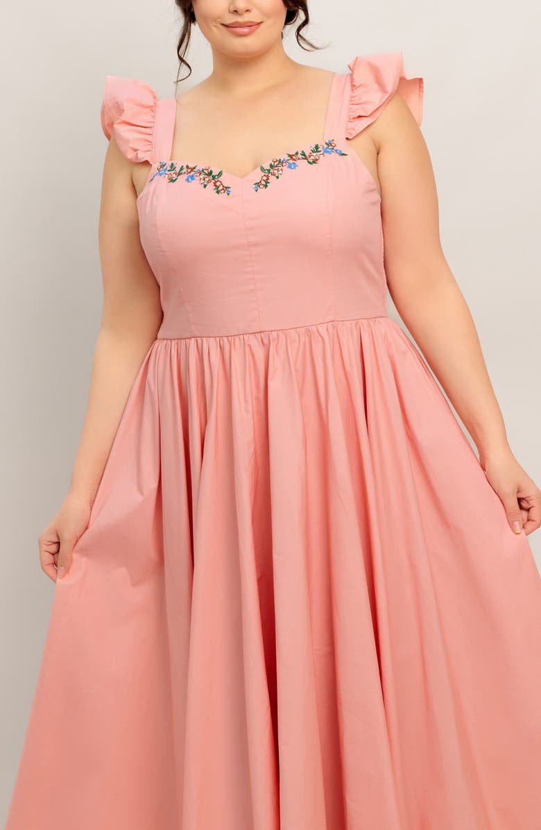 FLYING TOMATO Embroidered Maxi Sundress, Alternate, color, Dusty Pink