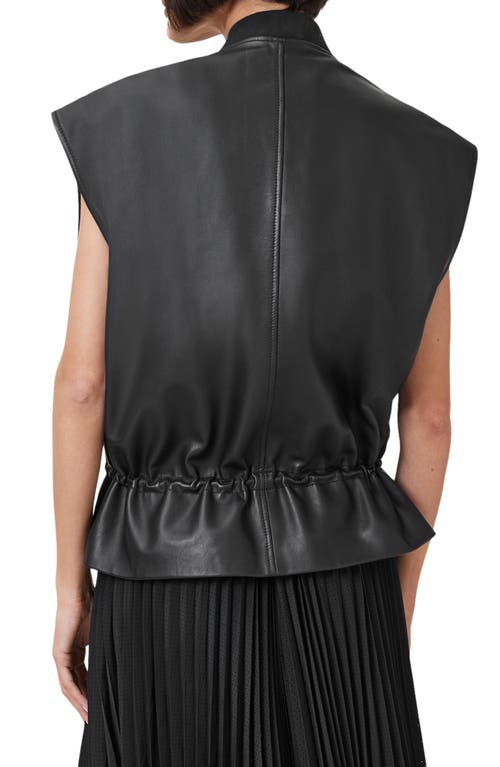 Shop Allsaints Sofi Leather Bomber Vest In Black