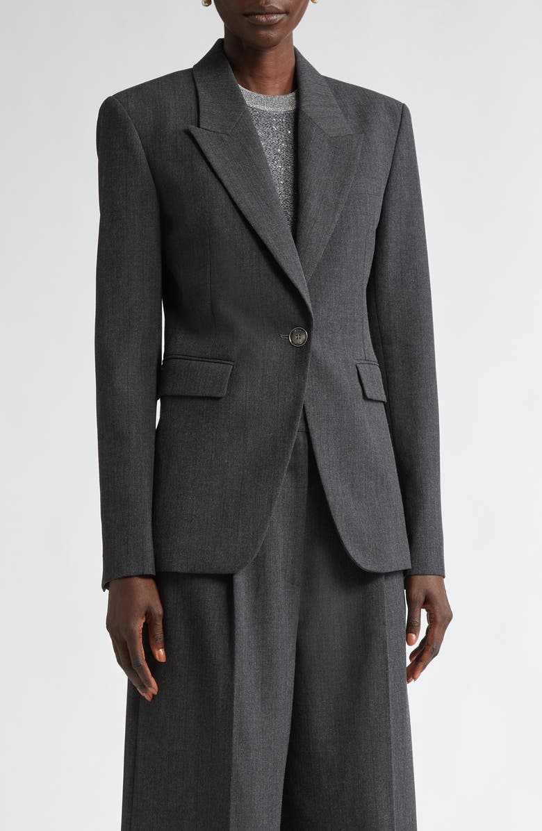 ST. JOHN Pinstripe Luxe Suiting Jacket, Main, color, Shadow