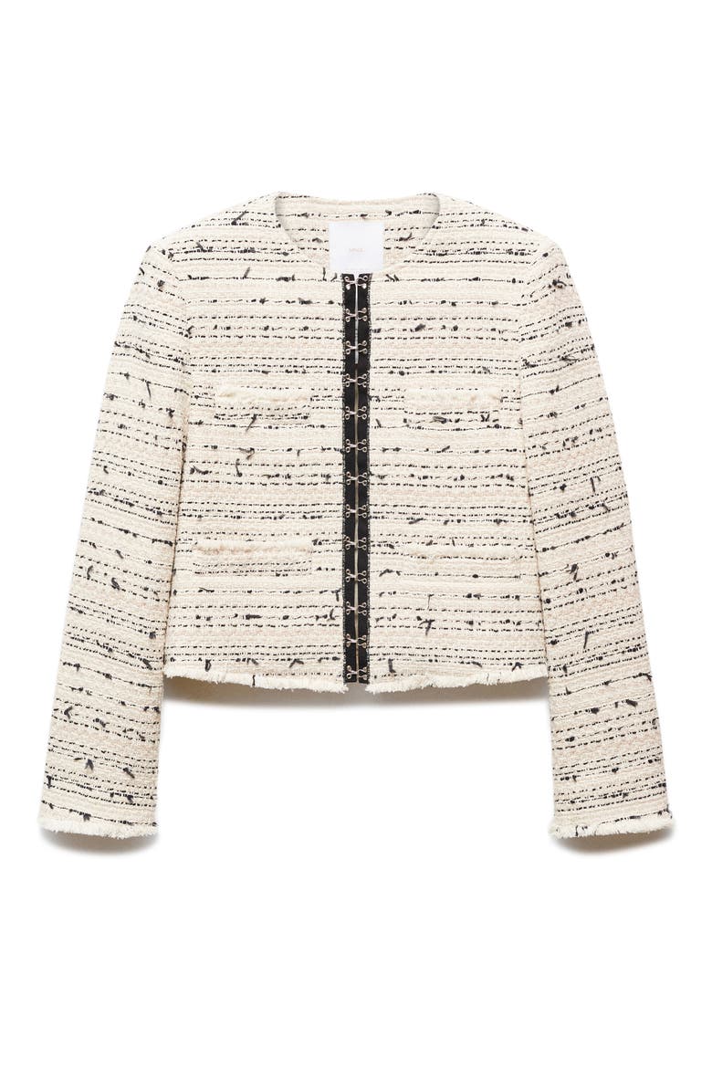 Modena Stripe Crop Tweed Jacket, Alternate, color, LIGHT BEIGE