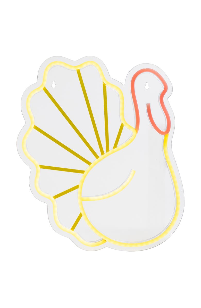 Northlight LED Turkey Neon Lighted Thanksgiving Wall or Window Decoration - 15", Main, color, Yellow
