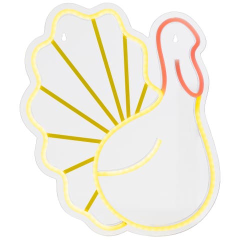 LED Turkey Neon Lighted Thanksgiving Wall or Window Decoration - 15"