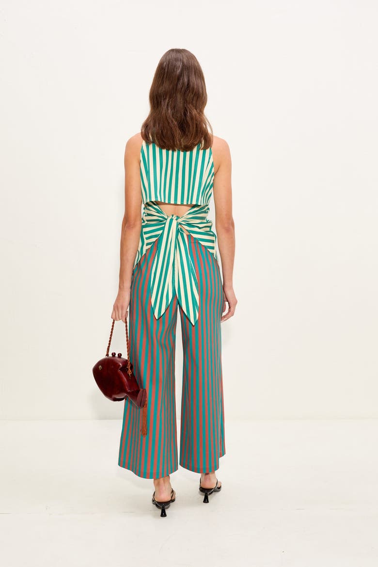 Toni Poplin Pant, Alternate, color, Teal/Brick Stripe