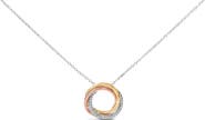 Haus of Brilliance Tri Tone Sterling Silver 1/5 Cttw Diamond Interlocking Circle Pendant Necklace