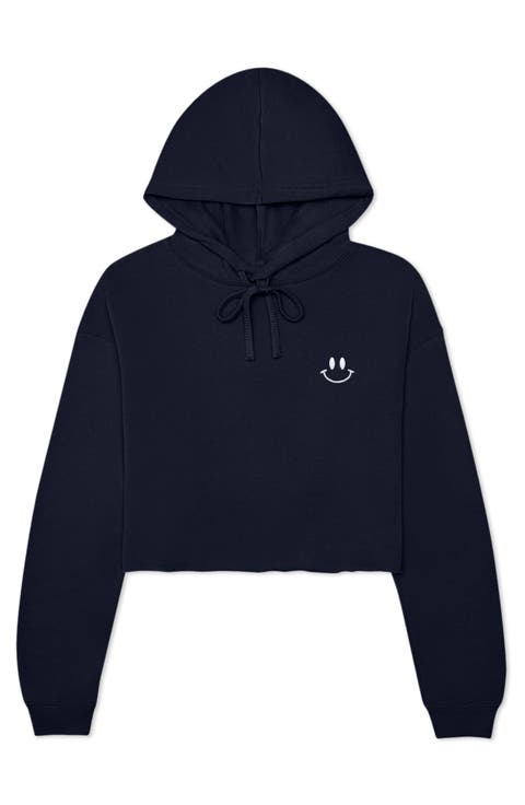 Smile Face Cropped Hoodie