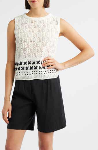 Bobeau Sleeveless Open Stitch Sweater Tank