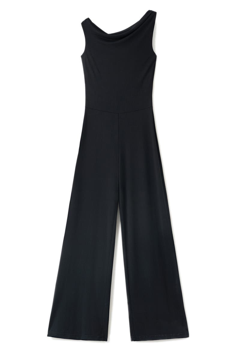 Draped Asymmetrical Jumpsuit, Alternate, color, BLACK GREY
