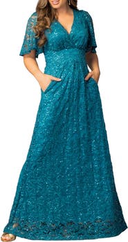 Kiyonna Luminous Sequin Lace Evening Gown