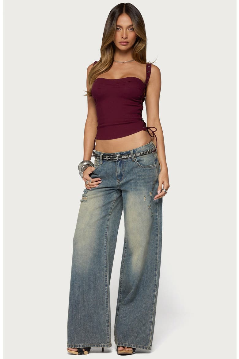 Adi Grommet Lace Up Corset Tank, Alternate, color, MAROON