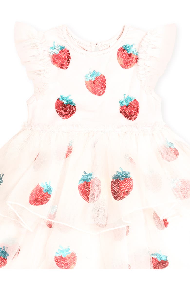 Sequin Strawberry Tulle Dress, Alternate, color, Ecru