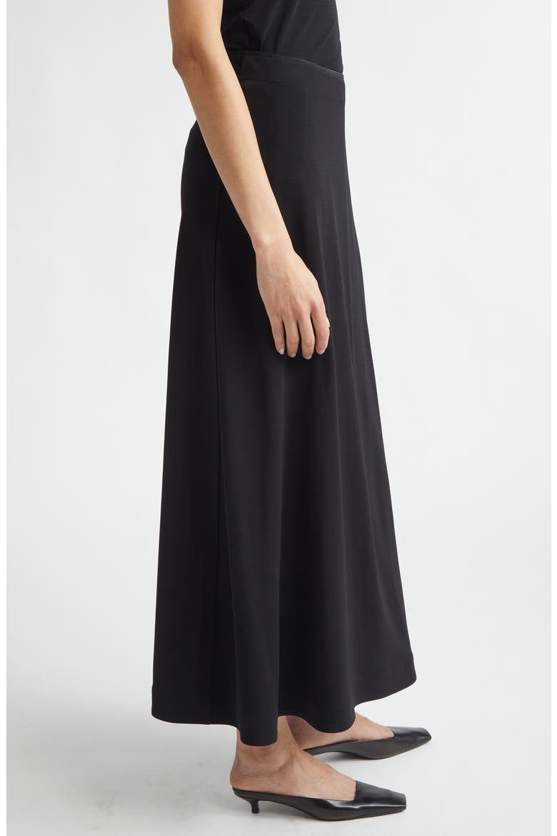 Silk & Cotton Jersey Wrap Skirt, Alternate, color, BLACK