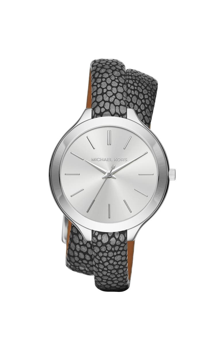 MICHAEL Michael Kors 'Slim Runway' Leather Strap Watch, 42mm, Main, color, 