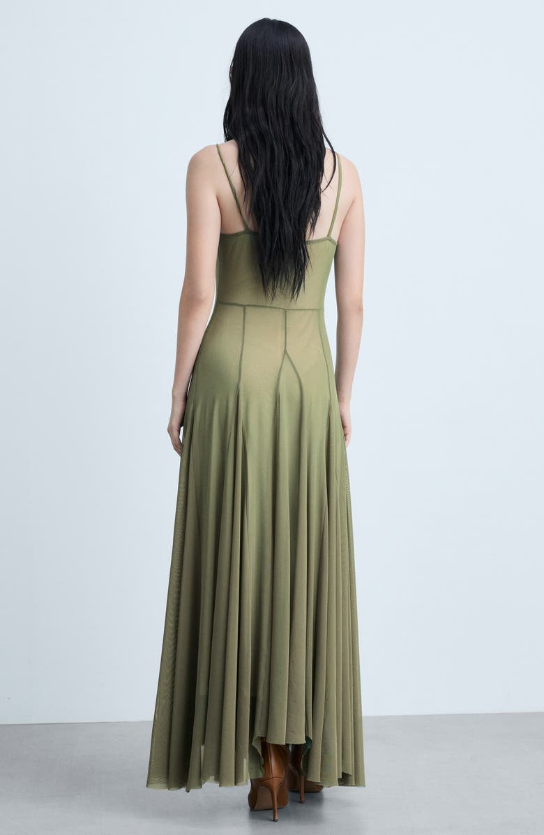 MANGO Moss Seamed Mesh Maxi Dress, Alternate, color, 