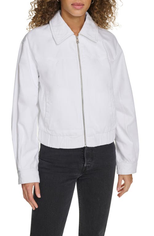 Levi's Women's Western Zip-front Denim Bomber Jacket In White Wash Denim