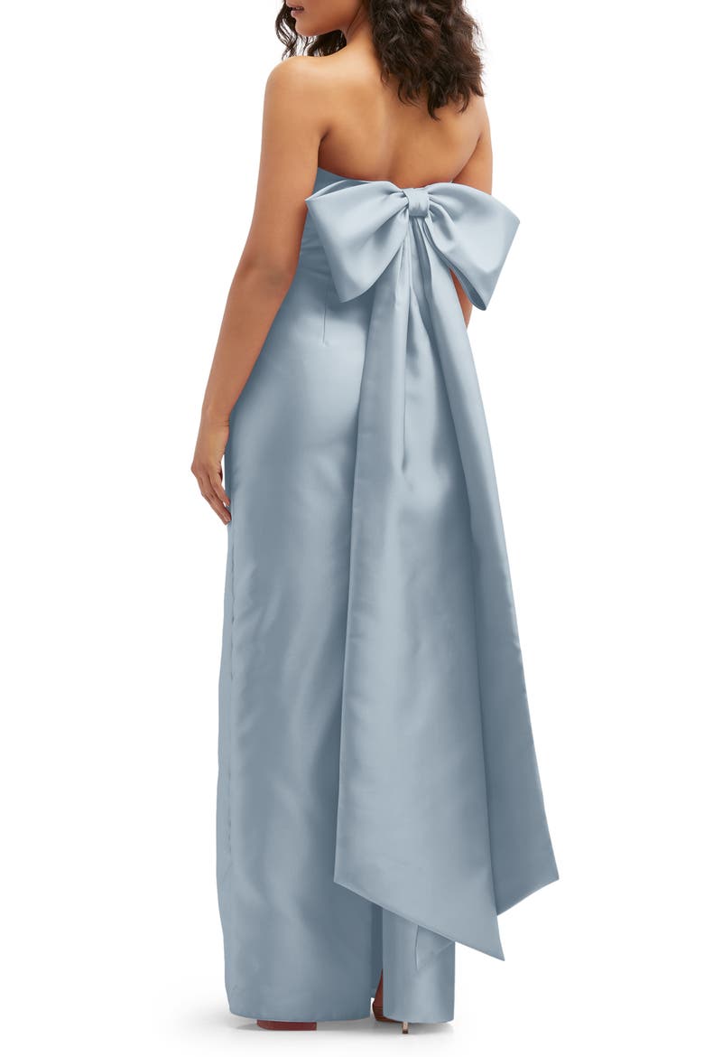 Strapless Bow Back Satin Column Gown, Alternate, color, MIST