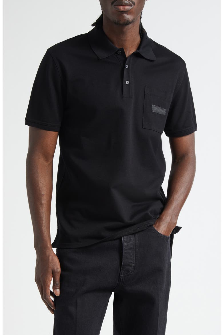 Logo Patch Regular Fit Cotton Piqué Polo, Main, color, BLACK