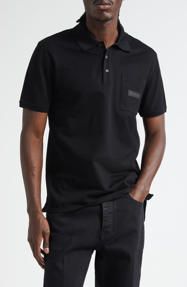 Givenchy Logo Patch Regular Fit Cotton Piqué Polo, Main, color, Black