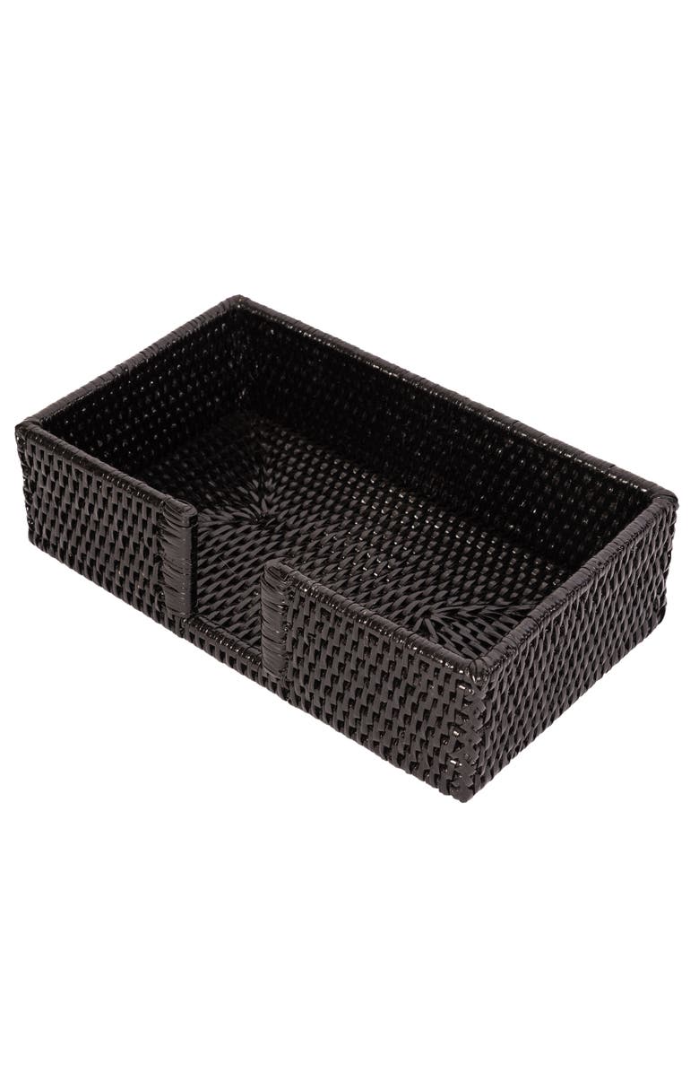 Artifacts Trading Company<sup>™</sup> Artifacts Rattan Guest Towel - Rectangular Napkin Holder with Cutout, Main, color, Tudor Black