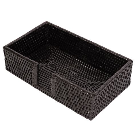 Artifacts Rattan Guest Towel - Rectangular Napkin Holder with Cutout