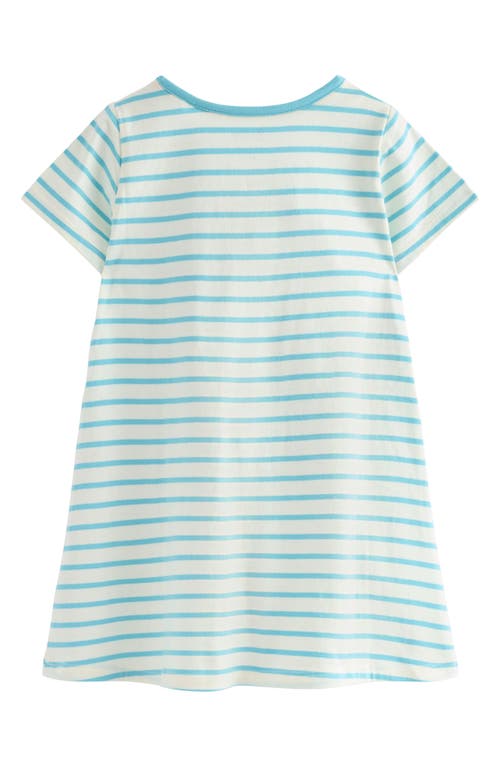Shop Mini Boden Kids' Stripe Critter Appliqué Cotton Graphic Tunic In Caribbean Blue Animals