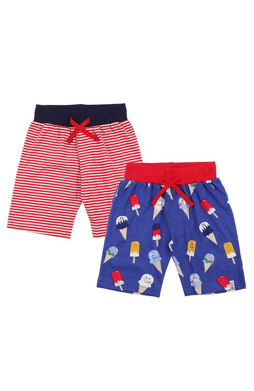 Lilly + Sid Organic Cotton Happy Ice Cream And Stripe Print Short In Multi