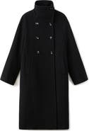 MANGO Double Breasted Stand Collar Coat
