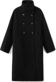 MANGO Double Breasted Stand Collar Coat