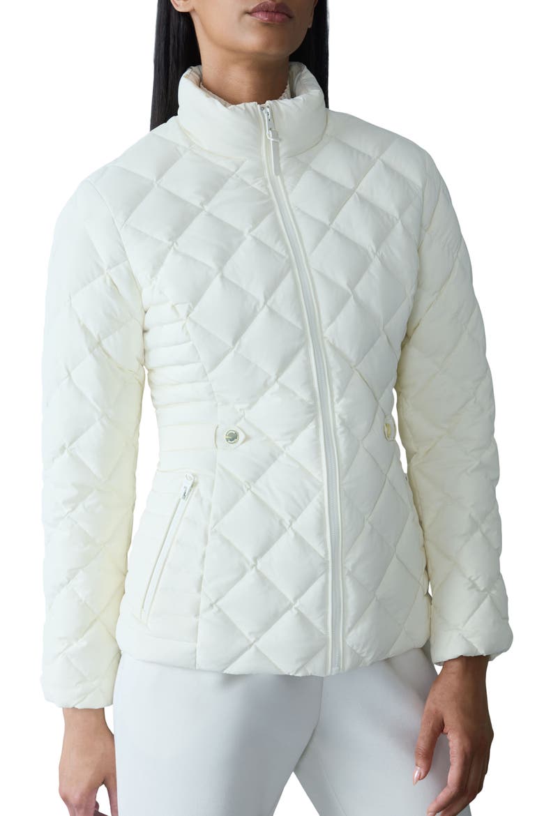 VIK Diamond Quilted Recycled Down Jacket, Main, color, CREAM