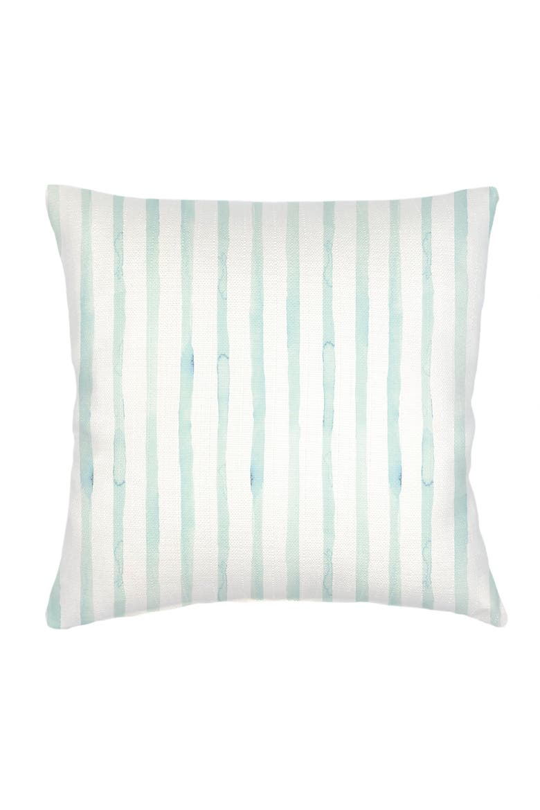 Riviera Aqua Striped Linen Euro Pillow 26x26 with Down Insert, Main, color, Aqua