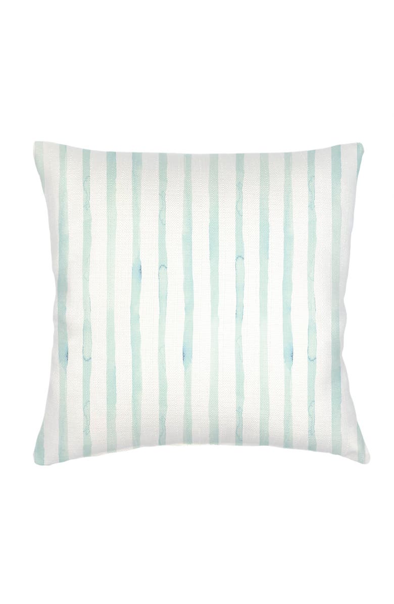 Anaya Riviera Aqua Striped Linen Euro Pillow 26x26 with Down Alternative Insert, Main, color, Aqua
